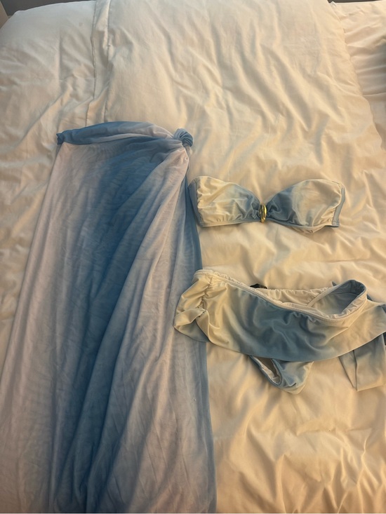 Vix Other - Vix Light Blue Ombre Bandeau Bikini with Sheer Sarong